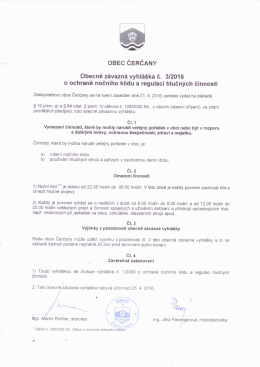 OZV 3/2016 - Ochrana nočního klidu + hluk