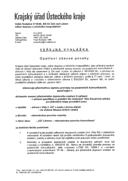 stanoven&iacute; přechodn&eacute; &uacute;pravy provozu na pozemn&iacute;ch komunikac&iacute;ch