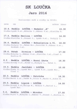 Page 1 DATUM 10. 4. Služba: 17. 4. Služba: 24. 4. Služba: 29. 4