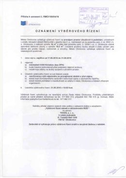 169/2016 - Ozn&aacute;men&iacute; v&yacute;běrov&eacute;ho ř&iacute;zen&iacute; na pron&aacute;jem