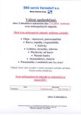 Svoz nebezpečn&yacute;ch odpadů