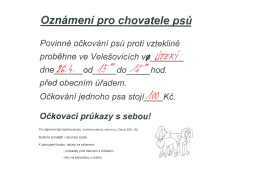 Oznámení pro chovatele psů