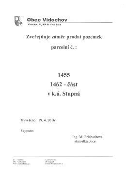 Zveřejňuje záměr prodeje pozemků_k.ú. Vidochov