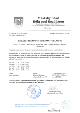 Doručení písemnosti veřejnou vyhláškou – Rezlerová Jitka