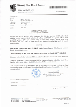 (61) Veřejná vyhláška o možnosti převzít písemnost