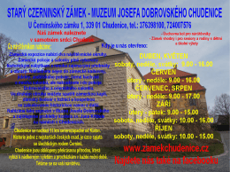 Starý zámek Chudenice-otevírací doba, kontakty pro sezonu 2016