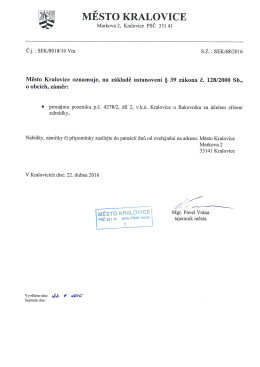 Oznámení záměru města - pronájem pozemku za