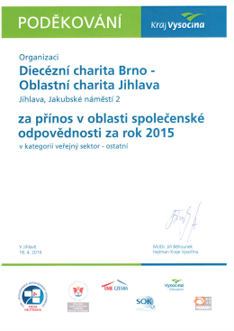 poděkování hejtmana Kraje Vysočina