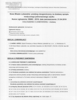 Ogłoszenie - Szpital Powiatowy w Nowym Mieście Lubawskim sp. z