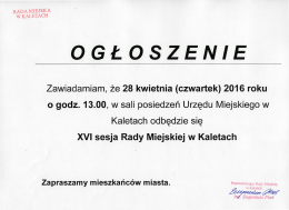 Page 1 RADA MIEJSKA W KALETACH O G É O S Z E N I E