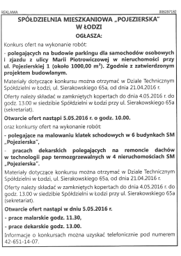 2016-04-19: Konkurs ofert na wybudowanie parkingu dla