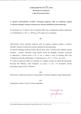 Zarządzenie Nr 102 zatwierdzenie wyników otwartego