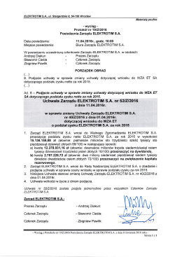 Wniosek o podzial zysku za rok 2015