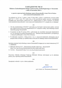 Zarządzenie w sprawie rejestracji indywidualnego numeru