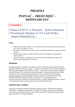 Projekt – poznac – zrozumiec - Szkoła Podstawowa nr 61 w Poznaniu
