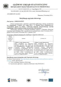 Treść modyfikacji zapytania ofertowego. Zamawiający zmienił termin