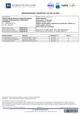 Sprawozdanie z badań Nr 112148/16/SOK &ndash; miejsce i punkt poboru