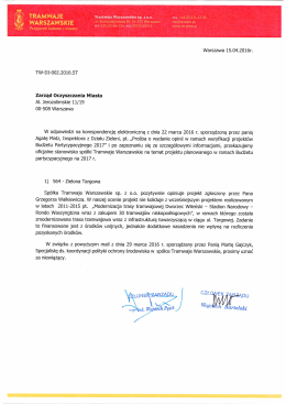 Pismo Tramwaj&oacute;w Warszawskich