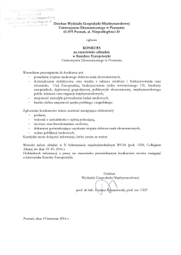 2016-04-19 Konkurs nr 2 na stanowisko adiunkta w Katedrze
