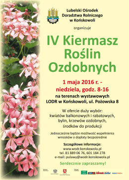 IV Kiermasz Roślin Ozdobnych 1 maja 2016 r.