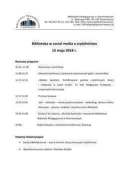 program konferencji - Biblioteka Pedagogiczna w Skierniewicach