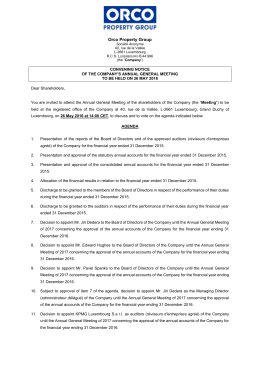 AGM Convening Notice 26th May 2016