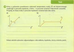 Kt&oacute;ry z wykres&oacute;w przedstawia zależność temperatury wody (T) od