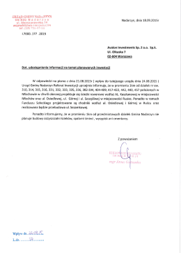 Wydział Inwestycji gm. Nadarzyn o planowanych