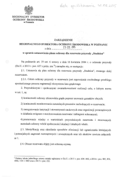 Zarządzenie Regionalnego Dyrektora Ochrony Środowiska w