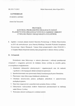 Protokół kontroli problemowej realizacji zadań planistyczno