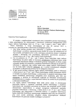 pismo do Gł&oacute;wnego Urzędu Nadzoru Budowlanego 23.07.2015 r