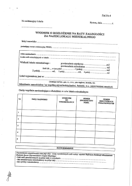 Wniosek o rozłożenie zaległości czynszowych na raty