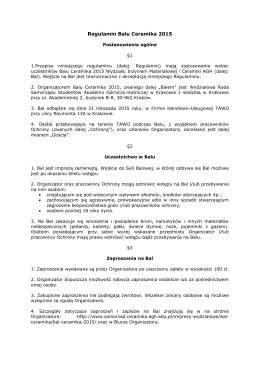 Regulamin Balu Ceramika 2015 - Wydziałowa Rada Samorządu