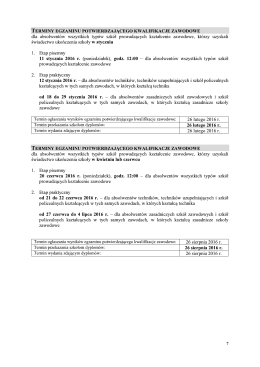 terminy egzaminu potwierdzającego kwalifikacje zawodowe
