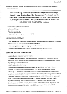 Rzeszów: Usługi w zakresie przedłużenia wsparcia technicznego