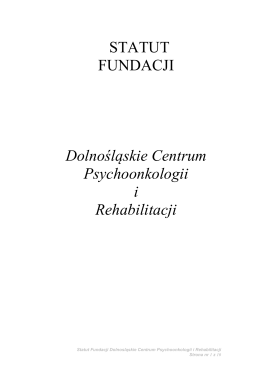 Statut - Dolnośląskie Centrum Psychoonkologii i Rehabilitacji