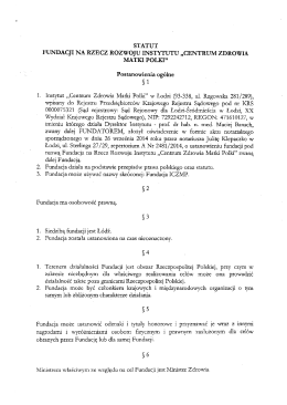 STATUT FUNDACJI NA RZECZ ROZWOJU INSTYTUTU