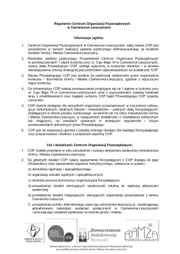 Regulamin Centrum Organizacji Pozarządowych w Czerwionce