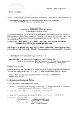 Zawiadomienie o wyborze najkorzystniejszej oferty odrzuceniu