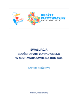 raport z ewaluacji - Budżet partycypacyjny – Warszawa