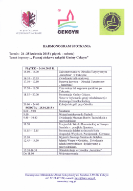 Harmonogram spotkania study tour Cekcyn2015