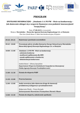 Program spotkania - Warmińsko-Mazurska Agencja Rozwoju