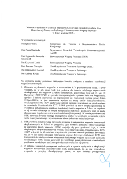 Notatka ze spotkania w Urzędzie Transportu Kolejowego z