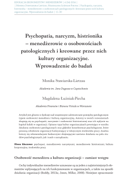 Psychopatia, narcyzm, histrionika