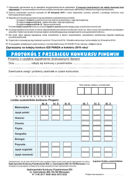 7. Odpowiedzi zaznaczane są na specjalnie przygotowanej karcie