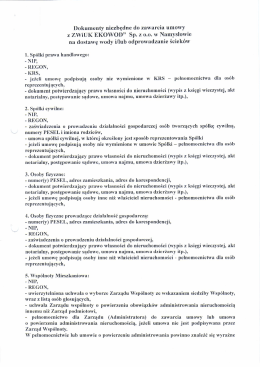 Dokumenty niezbędne do zawarcia umowy
