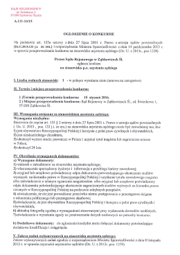ogłoszenie o konkursie - Sąd Rejonowy w Ząbkowicach