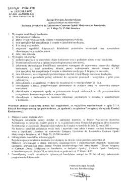Wymagane kwalifikacje oraz dokumenty.