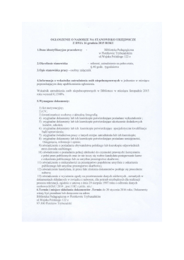 OGŁOSZENIE O NABORZE NA STANOWISKO URZĘDNICZE Z