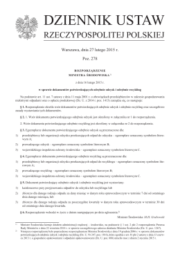 Rozporządzenie Ministra Środowiska z dnia 16 lutego 2015 r. w